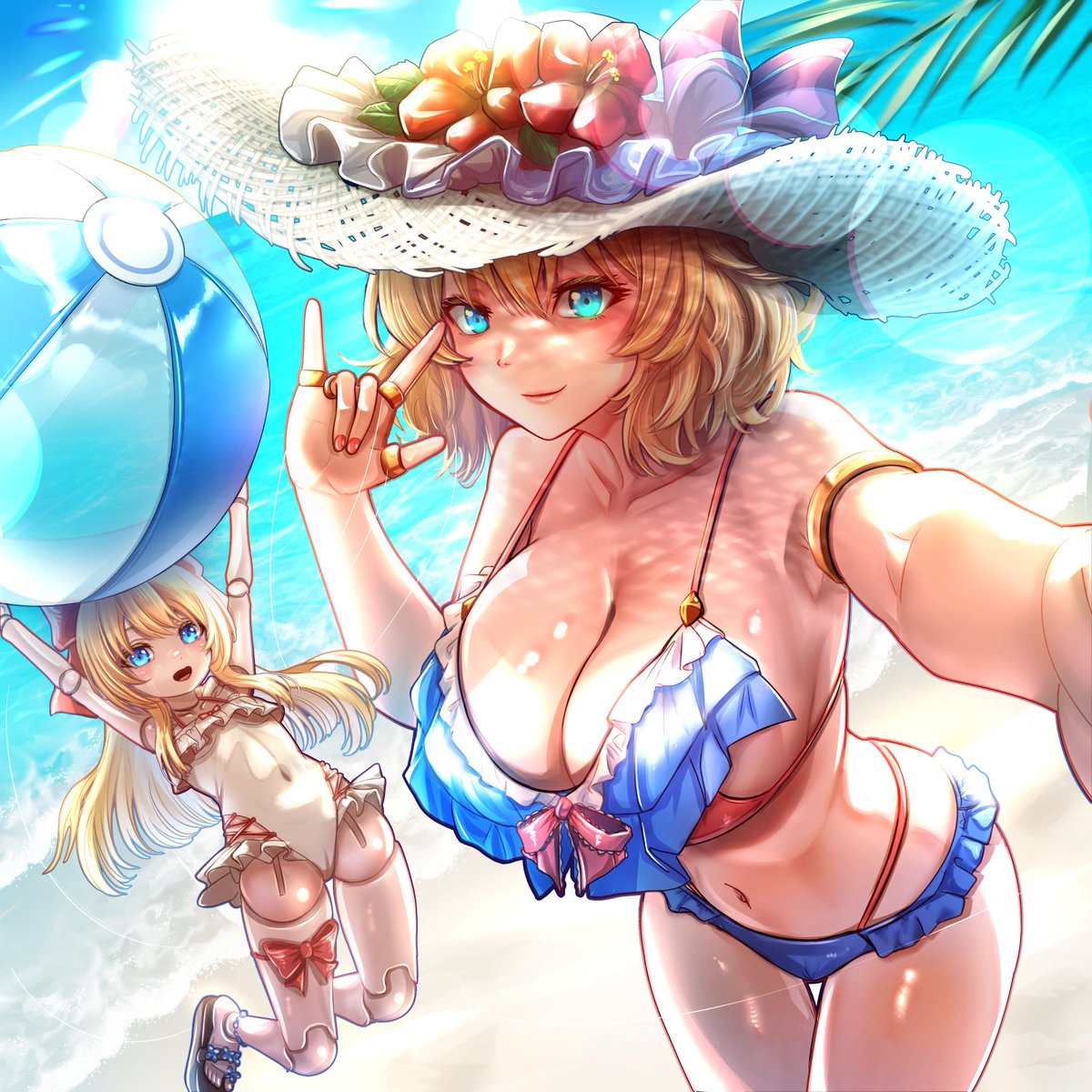 Halt35934229's tweet photo. 海の日暑中お見舞いと7月16日はアリスの日にちなんで。
水着アリス・マーガトロイドさんと上海人形（文字なし版） https://t.co/ekjQ4iXhTy