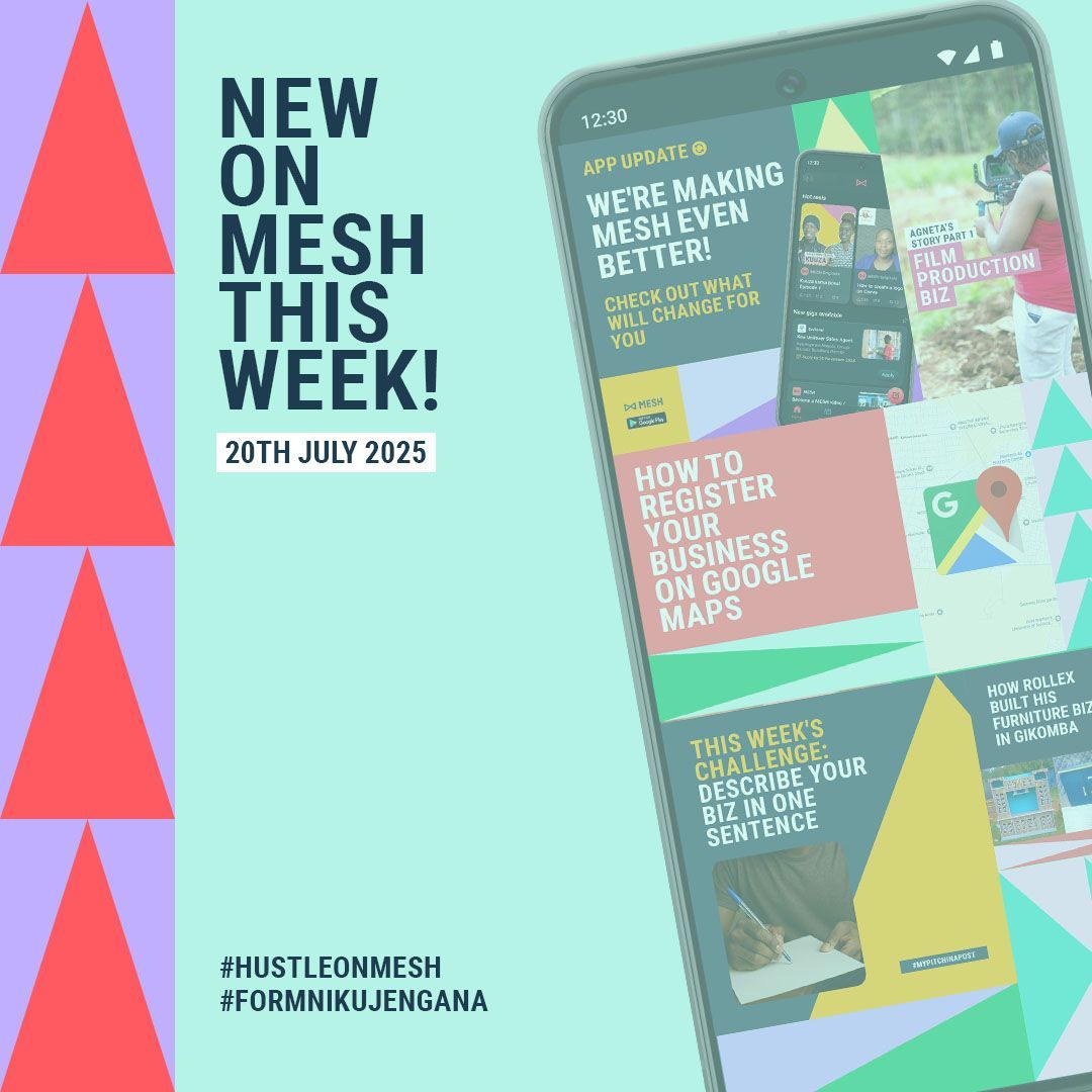 MESHLIFE254's tweet image. MESH is BACK! 🎉
Pitch in 1 line, save na Chumz, get KES 100, Google Maps hacks.
Hii wiki ni full of hustle gems! Click link🔗below for all the gist!
mesh.life/article/mesh-w… 
#MESHWeekly #HustleSmart #254Biz