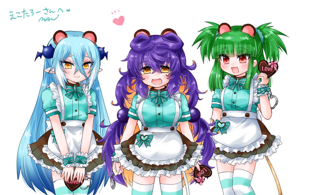 ectr_evolved's tweet image. MAUさん(@mau_obaminboo)にとってもかわいいプルるん💜ベリちゃま🩵ちゅが〜ん💚描いていただきました☺️✨

大好きなバレンタインエプロンのミントカラーVerでお願いしたところ素敵に仕上げてくれる匠の技…！その他細かい要望や差分まで応えてくださる神対応っぷり😭✨

本当に有難うございましたっ🦥