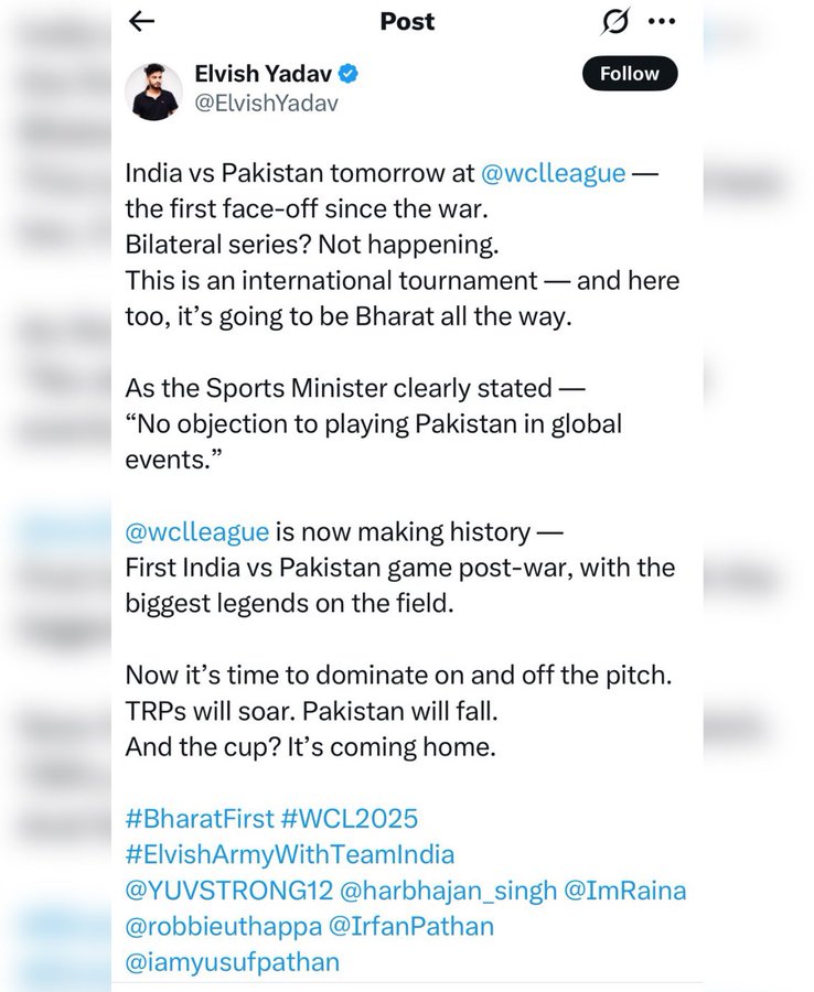 कितनी शर्म की बात है कि इन लोगों का Nationalism पैसा देखकर बदल जाता ह🤡

BOYCOTT THIS CHAPRI 
UNFOLLOW👍🏻
#ElvishYadav