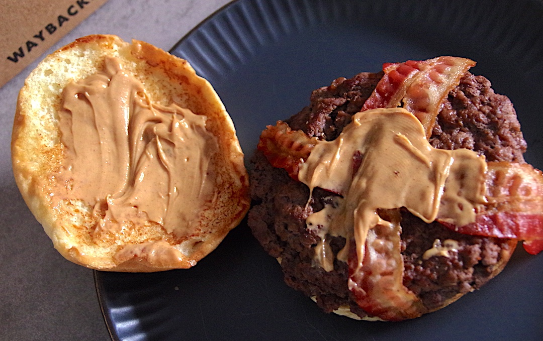 jack9simpson's tweet image. My snaps/dinner  Initially, yes, a burger and bun ... with bacon , probably liked, but with my next and only other addition and, an equal favourite to bacon, is, what I call my "Elvis" addition which is Peanut Butter (smooth) ....twas my dinner on Saturday evening ..