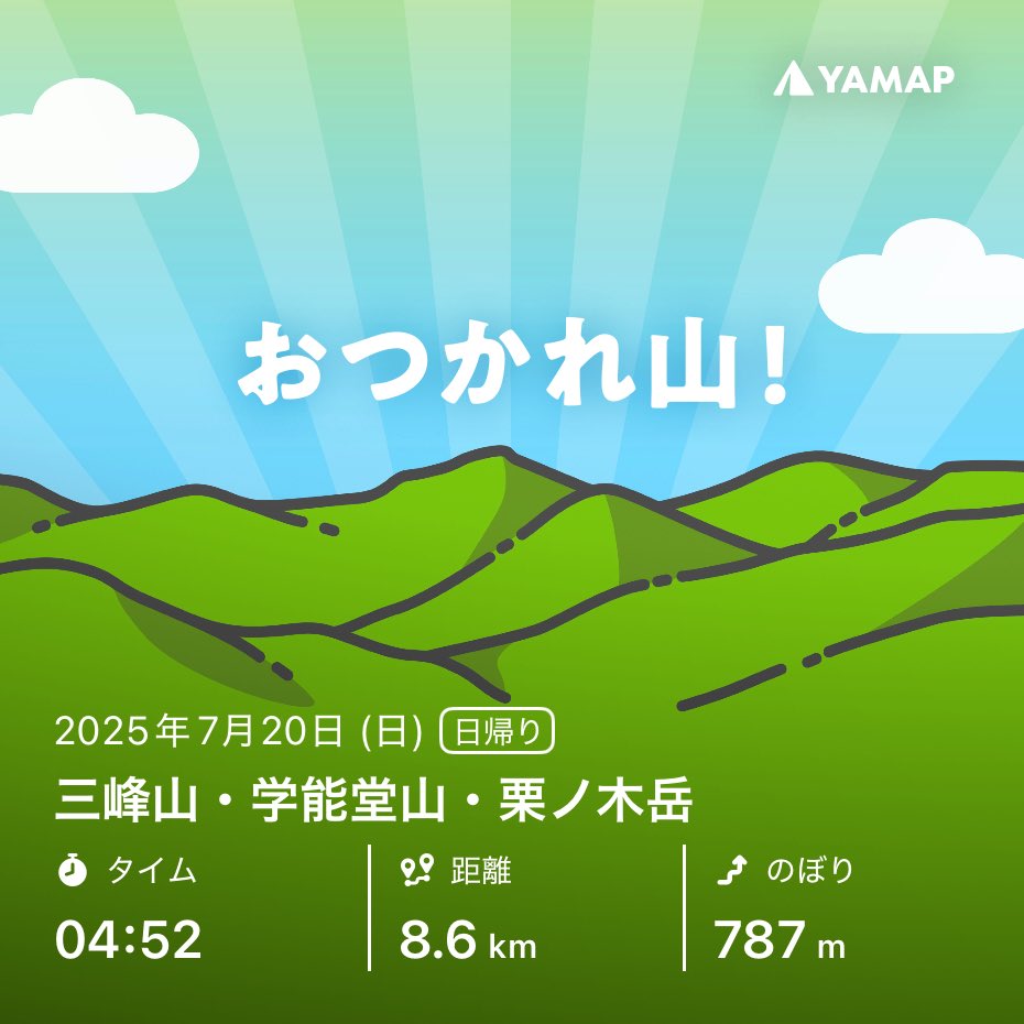 aoi_sailor's tweet image. 三峰山・学能堂山・栗ノ木岳を山歩しました「おつかれ山！」 #YAMAP #無事下山 #山歩しよう