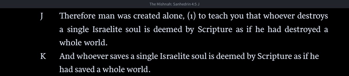 MateyYanakiev's tweet image. The famous Qur’an verse “whoever kills / saves a life kills / saves all the world“ (Al-Ma'idah 5:32) traces back to the Mishnah (Sanhedrin 4:5).