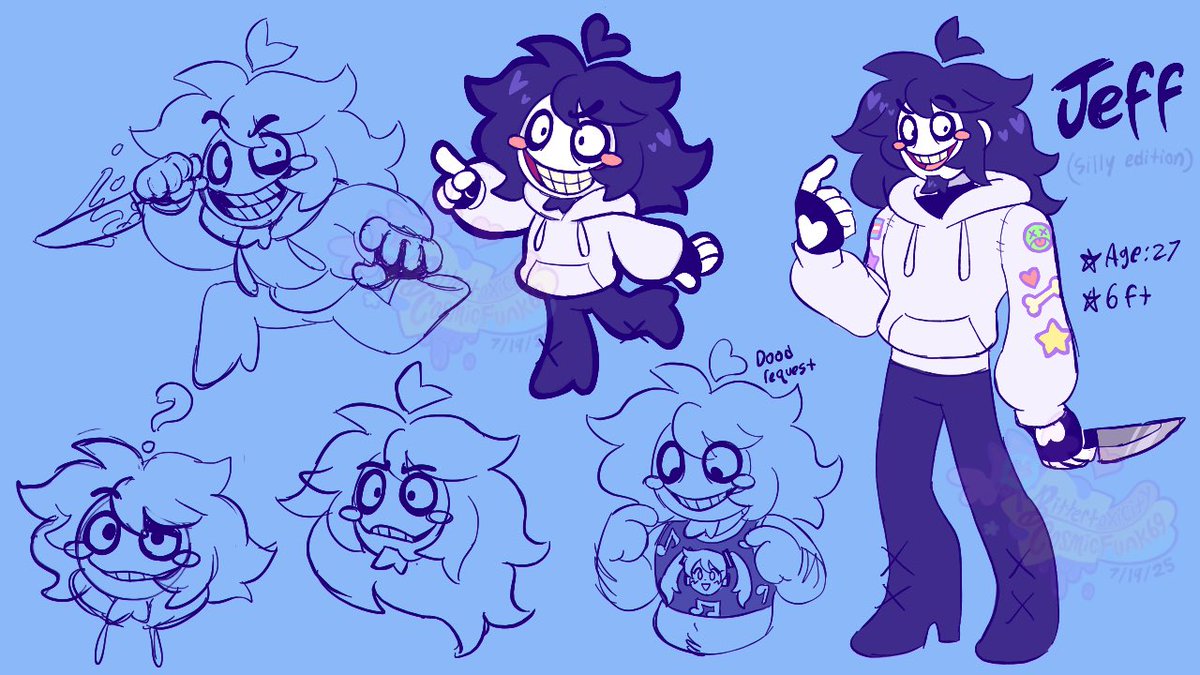 CosmicFunk69's tweet image. 🔪🩸⭐️🩷🦴
Ik my version looks goofy but that’s how I want him 2 look &amp; I’m happy after struggling 4 a long time &gt;p&lt;
He does have a WAY different story than the shitty og story tho still figuring out 2 explain it the best way I can, maybe in a future post I can share it. 🤷♂️