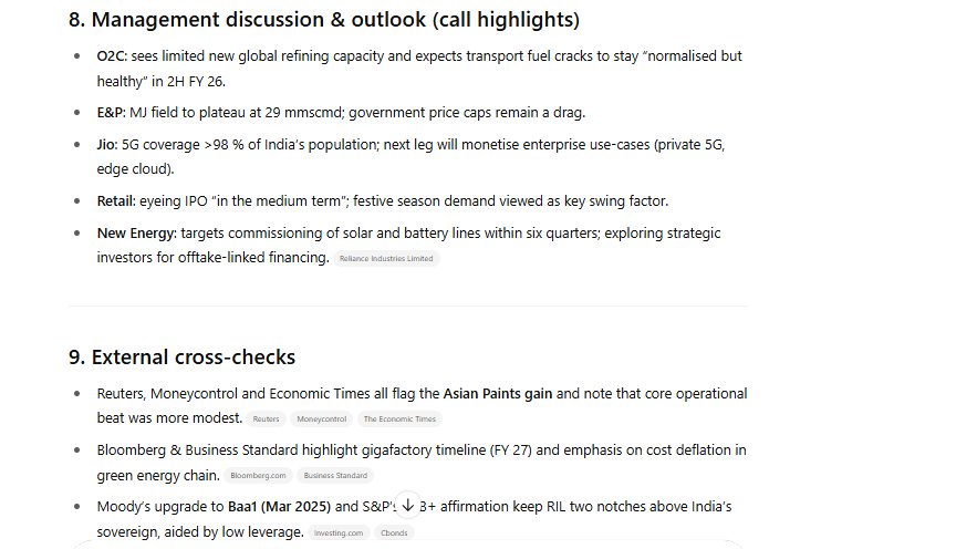 SunilVTinani's tweet image. Added new checks on #fINSIGHTS

chatgpt.com/g/g-6871eedbcf…

Upload any QR or AR to check. You won&apos;t need any analyst&apos;s help. 

Check RIL Q1 2026 QR analysis