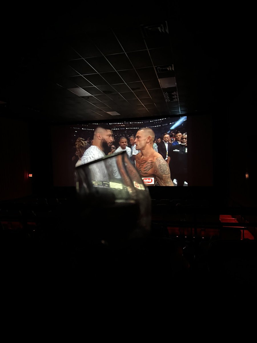 Let’s freaking go! Love both these fighters but gotta pull for Poirier here. #ufc318 sneaky #bourbon in the movie theater like a child