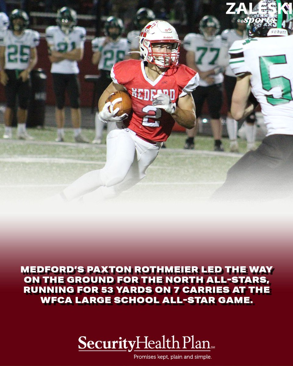 Paxton Rothmeier rushed for 53 yards for the North All-Stars on Saturday in Oshkosh.