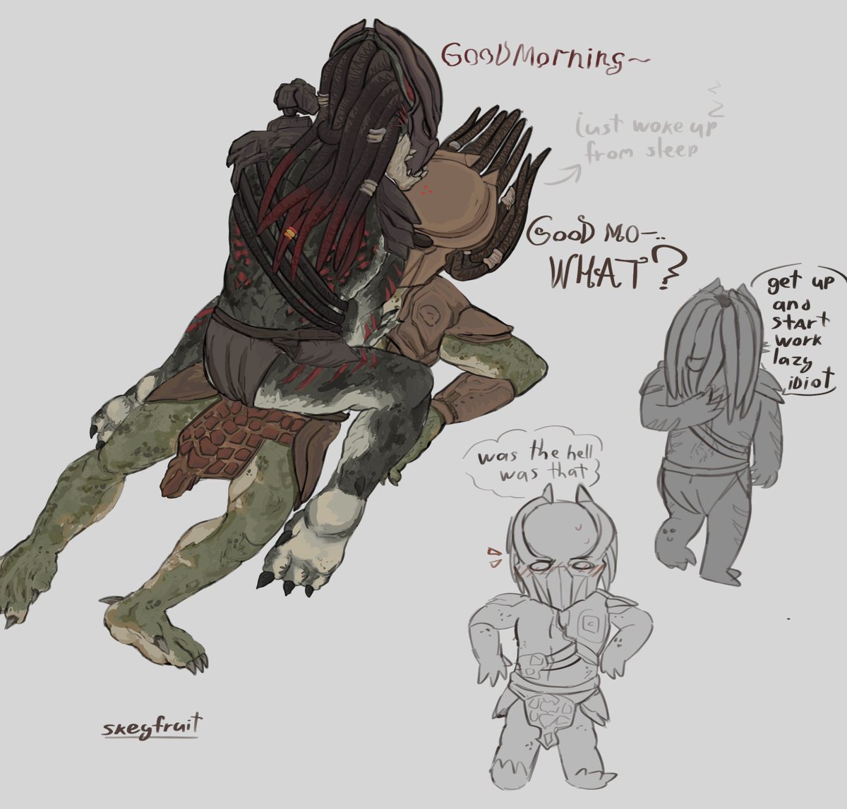SKEYFRUIT's tweet image. from now on he sleeps in trees
#yautja #predator #berserkerpredator #falconerpredator