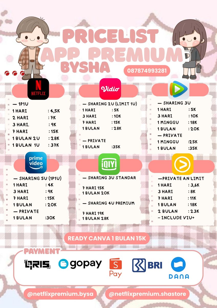 ShaStoreNetprem's tweet image. app premium, netflix premium #zonauang️ #zonajajan 
contact: wa.me/6287874993281