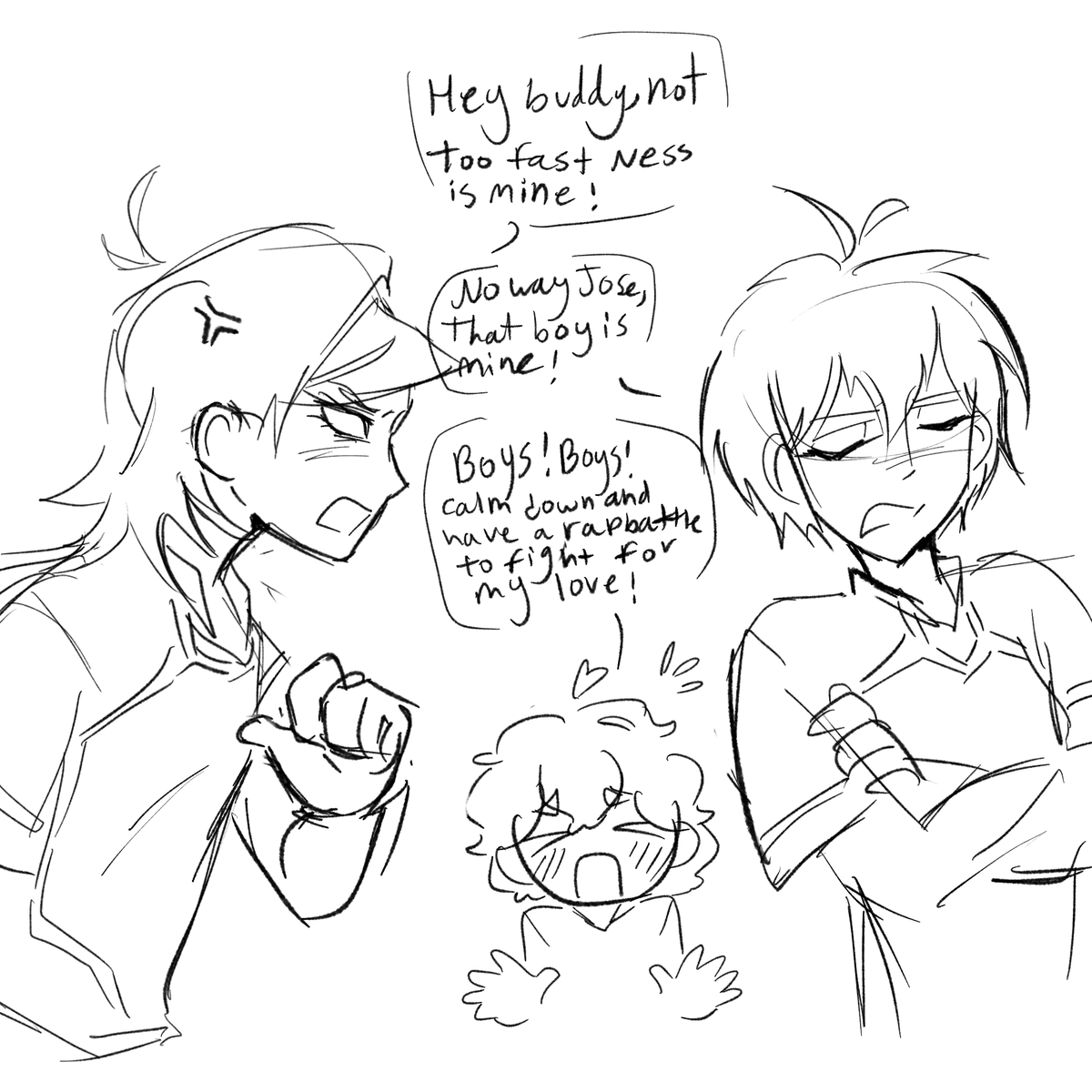 Leihhaahh's tweet image. This is how I see kainess shippers who also ship isaness (me)