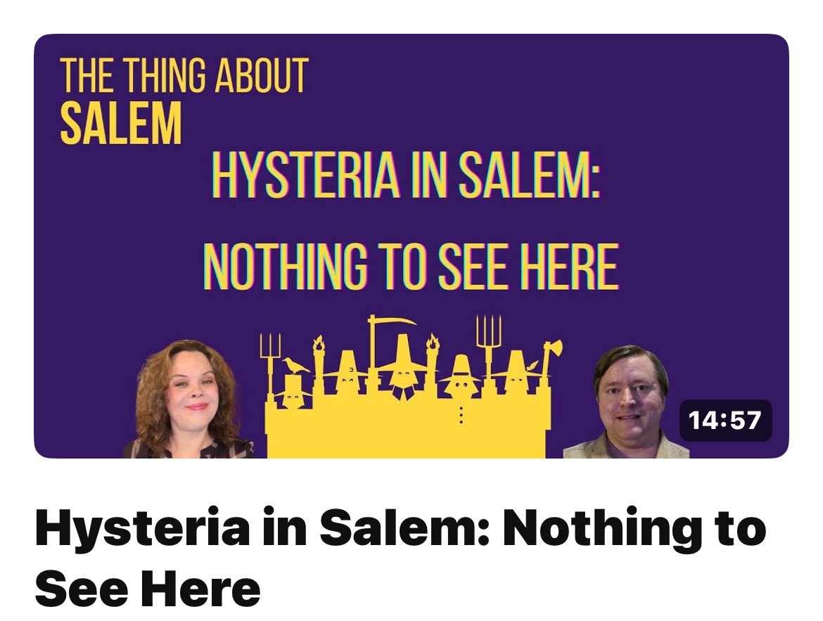New Episode: 
Hysteria in Salem: Nothing to See Here
youtu.be/lr77hbhLCtk