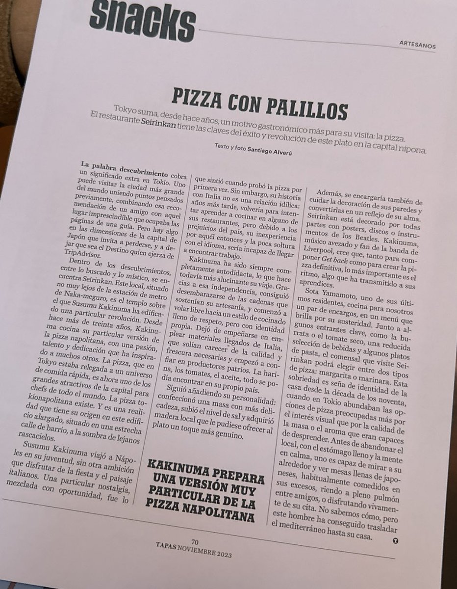 ArodSpainMedia's tweet image. Apunto lo que recomienda @TapasMagazine y allá que voy. Hoy en #Tokio tomando pizzas tras este artículo. #Seirinkan, su chef un loco de @BeatlesEarth
@ForbesTravel_es recomienda.