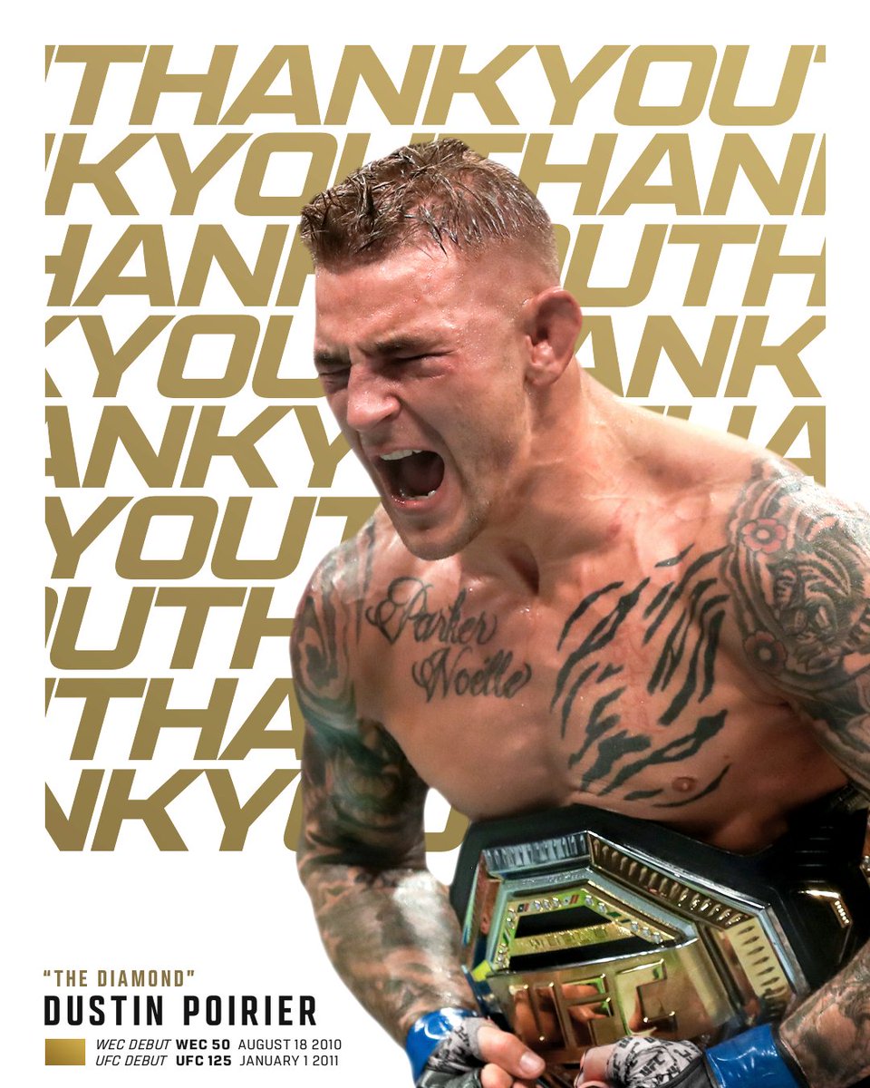 UFC (@ufc) on Twitter photo Laying them down in Louisiana 🐊
Congratulations on a legendary career inside the Octagon, <a href="/DustinPoirier/">The Diamond</a> 💎 Laying them down in Louisiana 🐊
Congratulations on a legendary career inside the Octagon, <a href="/DustinPoirier/">The Diamond</a> 💎