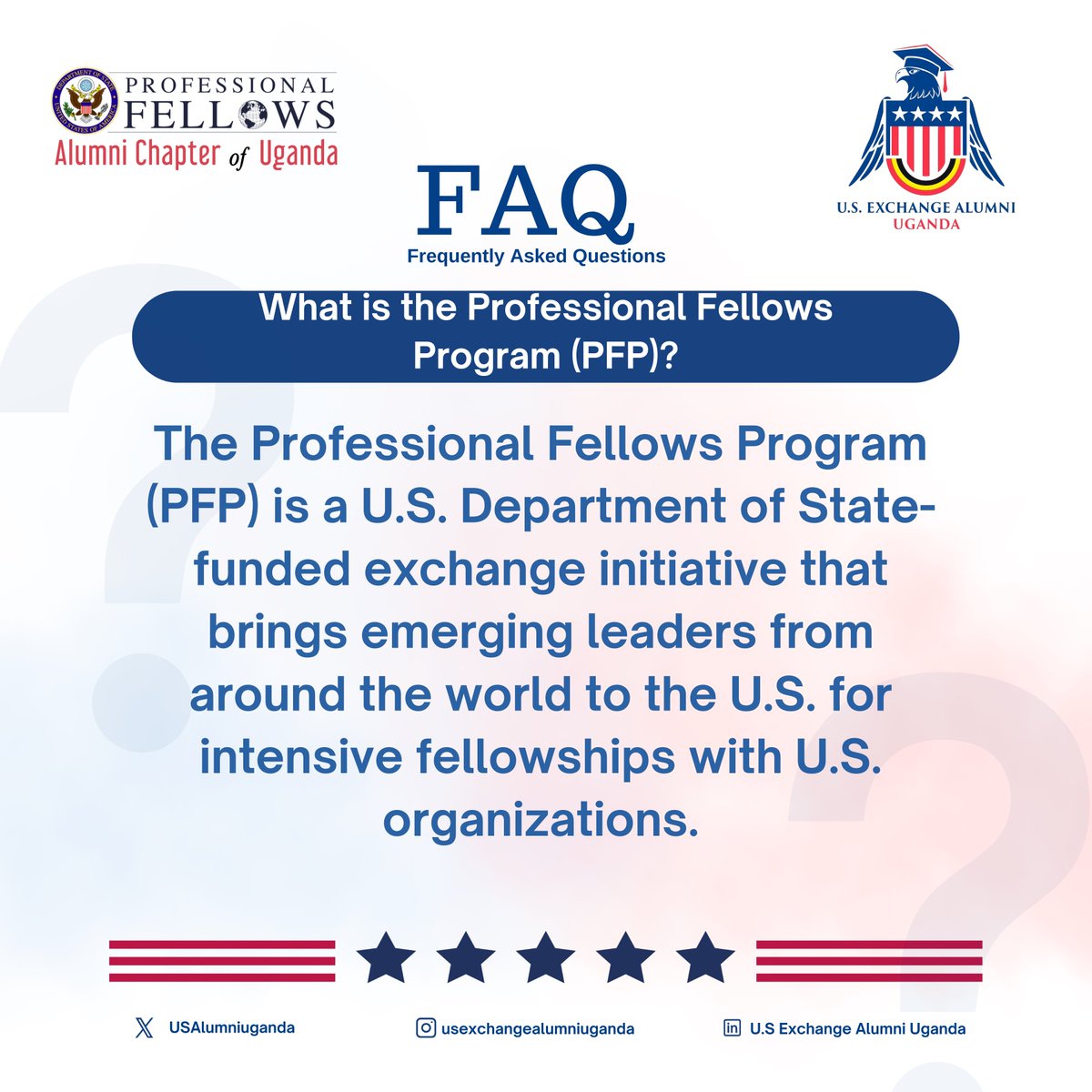 USAlumniUganda's tweet photo. Ever heard of the Professional Fellows Program? It’s a U.S. exchange that builds leaders through hands-on fellowships. 🌍
@PFPUganda 

✨ #PFP #ExchangeAlumni #USEAUganda https://t.co/RpcTeHmc05