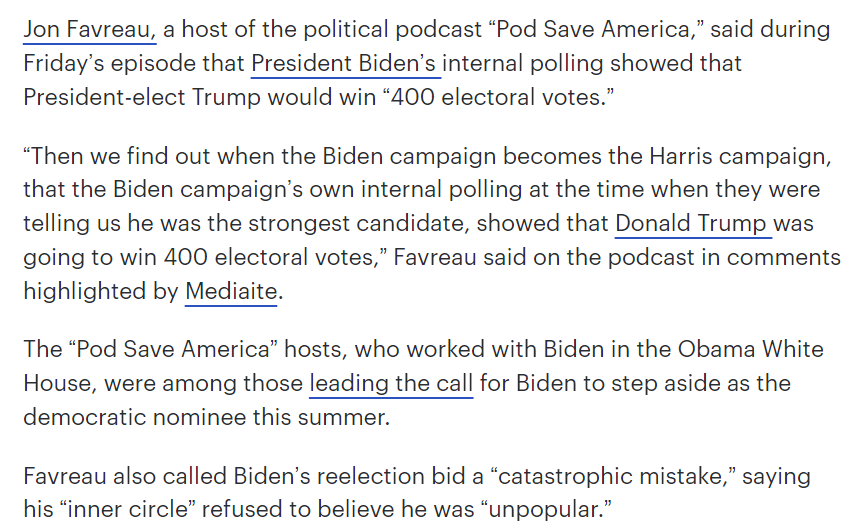 panickssery's tweet image. "President Biden's internal polling showed that President-elect Trump would win '400 electoral votes.'"
imagine if Biden had stayed in the race and then Trump won New Jersey and Illinois and there was an automatic recount in New York because he only lost by 0.5%