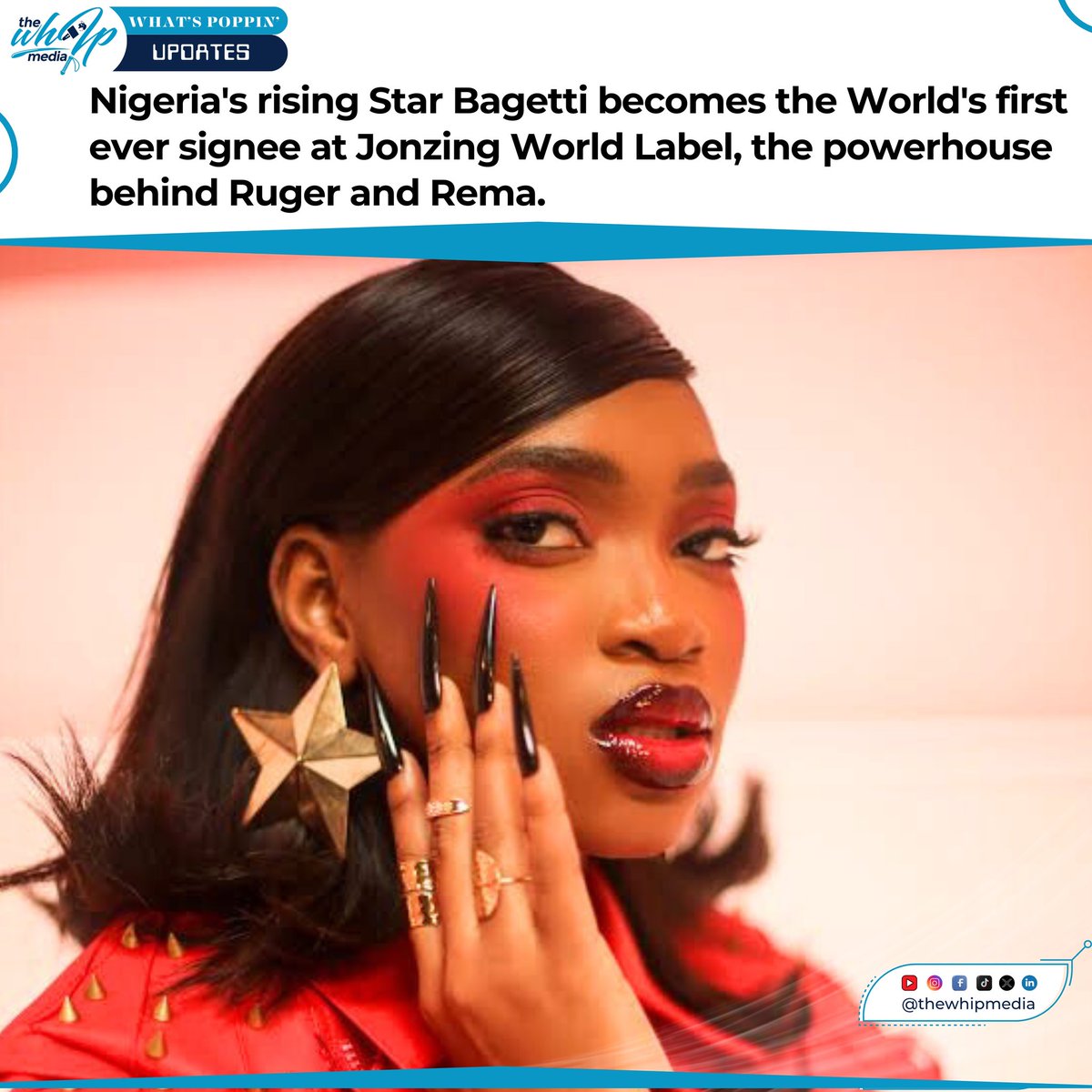 thewhipmedia's tweet photo. Jonzing World continues to shape the future of musicโand Bagetti is the next unstoppable wave.
Get ready for a new era. A new sound. A new queen.
#Bagetti #JonzingWorld #NextBigThing #NaijaToTheWorld #Rema #Ruger #AfrobeatsQueen #MusicNews
#WhatsPoppinUpdates
#thewhipmedia https://t.co/ksExkPCCED