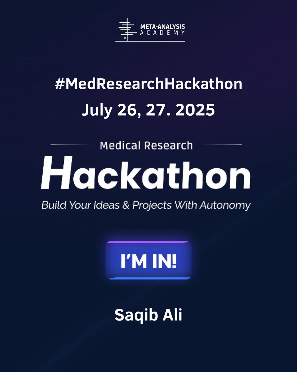 Excited to join the #MedResearchHackathon and collaborate with fellow students and researchers on innovative solutions to clinical challenges in #Neurosurgery. A great opportunity to learn, connect, and contribute to impactful research! 🧠🔬#MedHackathonChallenge
