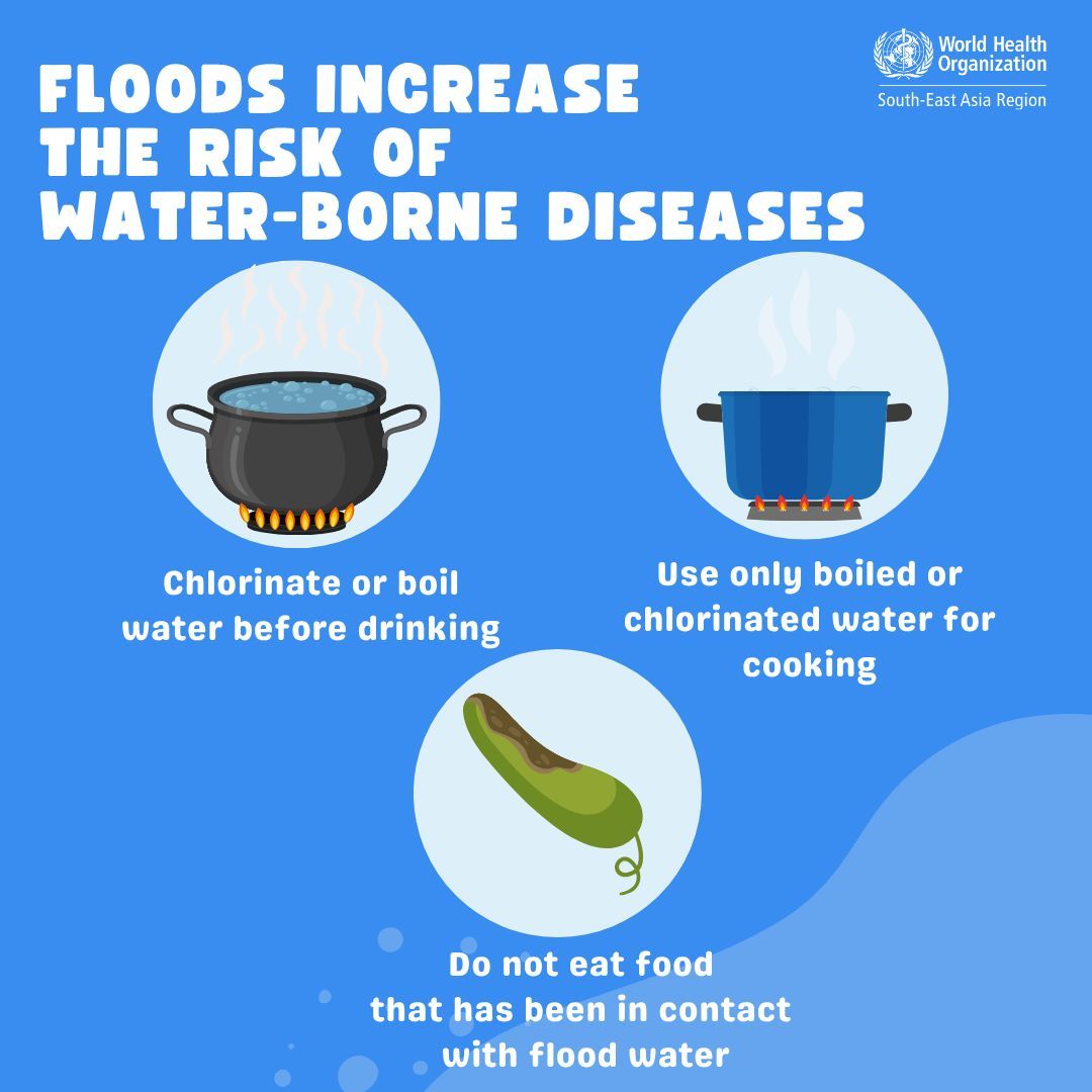WHOSEARO's tweet image. During rains and floods, there is risk of water-borne diseases.
Follow these ⬇️ measures.
#FloodSafety #HealthAwareness #StaySafe #PublicHealth