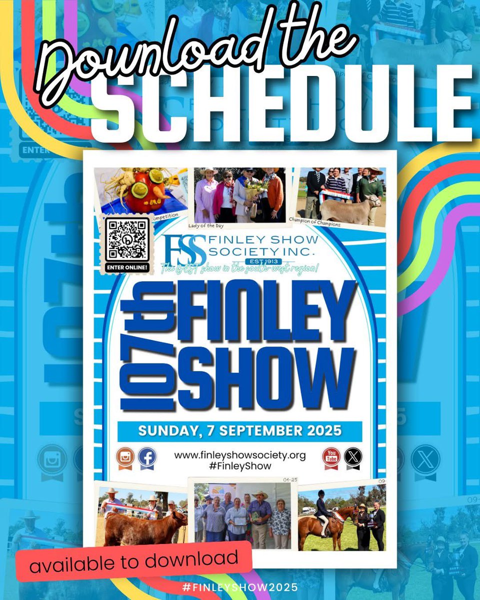 📘The 2025 Finley Show Schedule is NOW AVAILABLE to download!📘

🔗 DOWNLOAD NOW: finleyshowsociety.org/events-annuals…

#FinleyShow #FinleyShow2025 #AgShows #AgShowsNSW #BestInShow