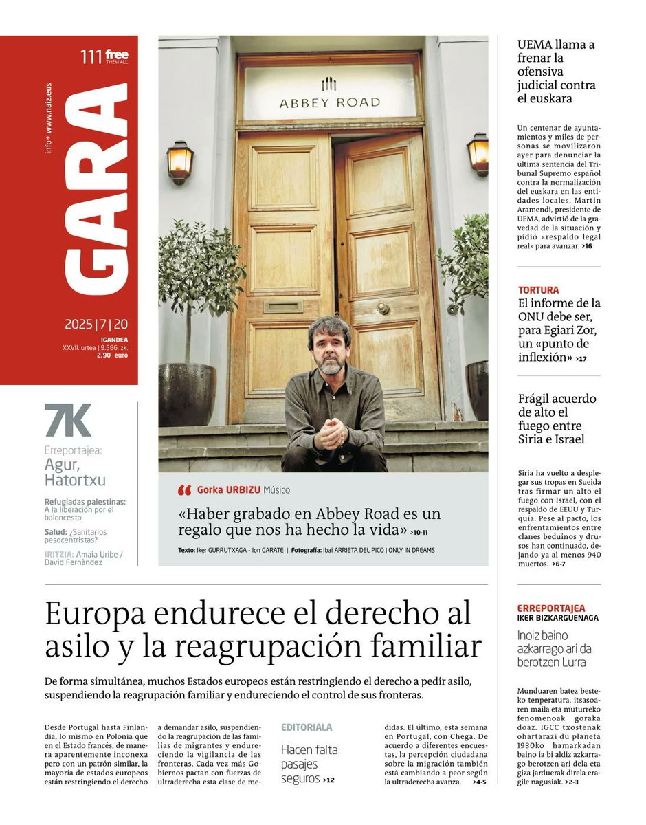 👋 Egun on! 
🗓️ Uztailak 20 ditu, gaur igandea da
📰 Hau da Gara egunkariak aurkeztuko duen azala:
naiz.eus/es/hemeroteca/…