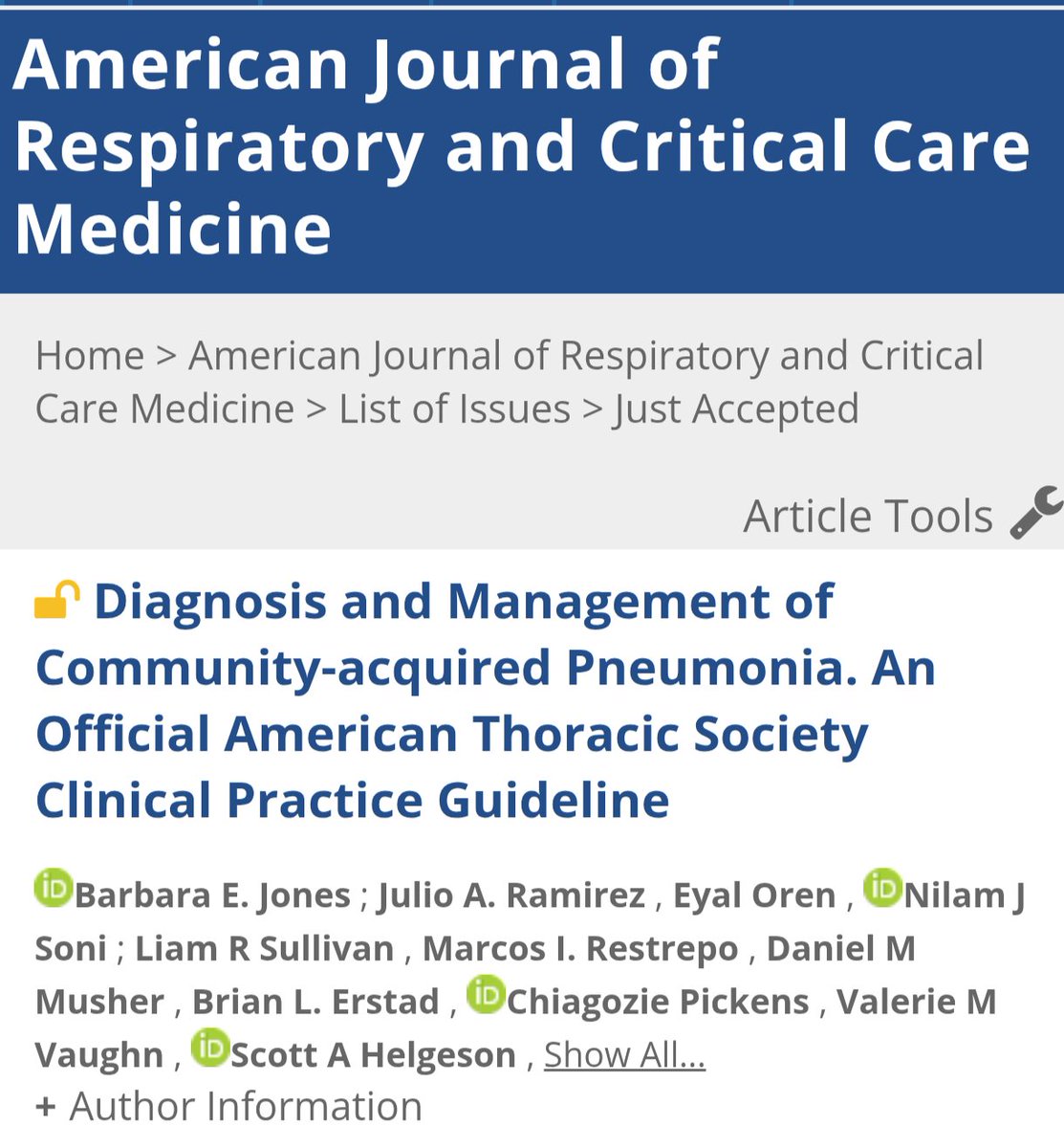 Antibiotic Steward Bassam Ghanem π
±οΈCππ
ΏοΈπ (@absteward) on Twitter photo π₯π₯Just published π₯π₯
ATS CAP guidelines 2025
Diagnosis and Management of Community-acquired Pneumonia. An Official American Thoracic Society Clinical Practice Guideline
Free access pdf <a href="/atscommunity/">American Thoracic Society (ATS)</a>
Thanks <a href="/Inox94/">Ignacio uman</a> #IDXposts
atsjournals.org/doi/10.1164/rcβ¦ π₯π₯Just published π₯π₯
ATS CAP guidelines 2025
Diagnosis and Management of Community-acquired Pneumonia. An Official American Thoracic Society Clinical Practice Guideline
Free access pdf <a href="/atscommunity/">American Thoracic Society (ATS)</a>
Thanks <a href="/Inox94/">Ignacio uman</a> #IDXposts
atsjournals.org/doi/10.1164/rcβ¦