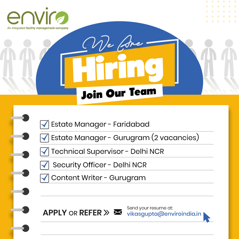 EnviroIndia (@enviro_india) on Twitter photo Join Our Team! #Enviro is #Hiring for various exciting roles. Ready for a new challenge? Apply today!
Send your resume to: vikasgupta@enviroindia.in
#Job #Recruitment #SpreadTheWord #Career #CareerOpportunities #Candidates #Employement #FacilityManagement #IFMS Join Our Team! #Enviro is #Hiring for various exciting roles. Ready for a new challenge? Apply today!
Send your resume to: vikasgupta@enviroindia.in
#Job #Recruitment #SpreadTheWord #Career #CareerOpportunities #Candidates #Employement #FacilityManagement #IFMS
