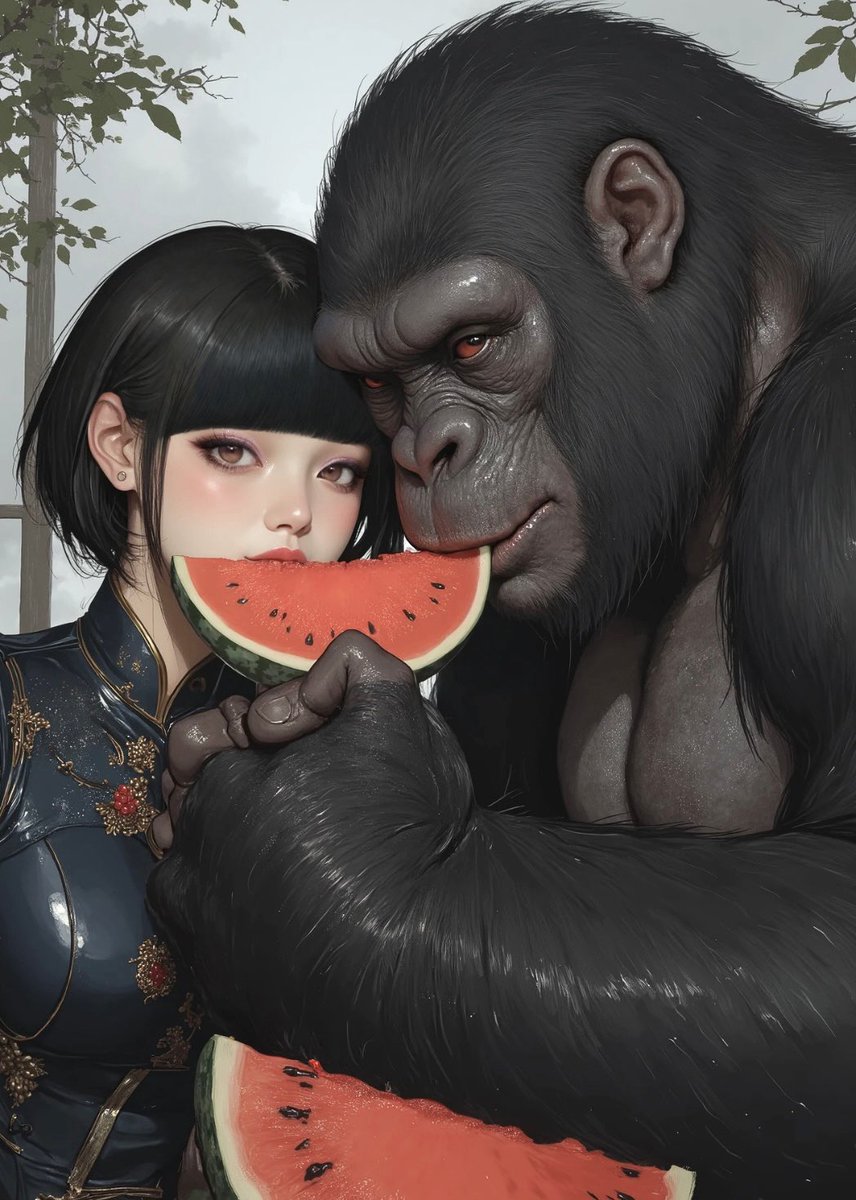 ご飯ではありませんが…😌✨
夏と言ったらやっぱり🍉でしょ！✨😋🦍✨

#BeautyInEveryBite2025
#メゴとマイカ