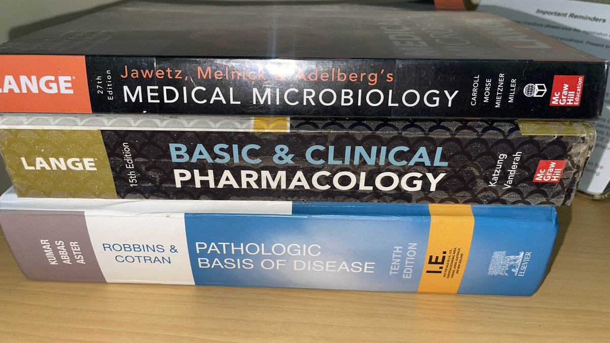 For sale 2nd year medical books:

-Robbins and Cotran’s PATHOLOGIC BASIS OF DISEASE 10th Edition // International Ed.

-MEDICAL MICROBIOLOGY 27th Edition by Jawetz et al.

-Katzung’s BASIC &amp; CLINICAL PHARMACOLOGY 14th Edition
