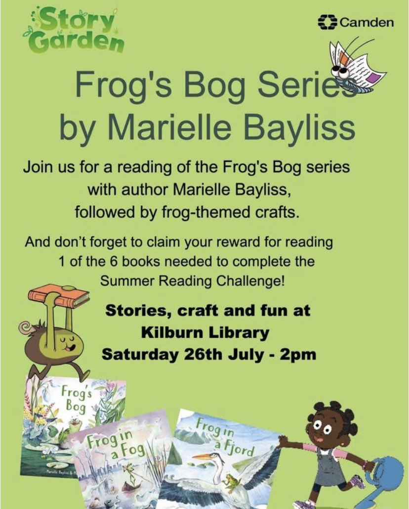 It's safe to say that I'm getting to know all of the fabulous branches of #Camden #Libraries quite well! Join me on Saturday 26th July at #KentishTown and Kilburnlibraries for  some hopping good frog action, interactive reading and activities.#camdenlibraries