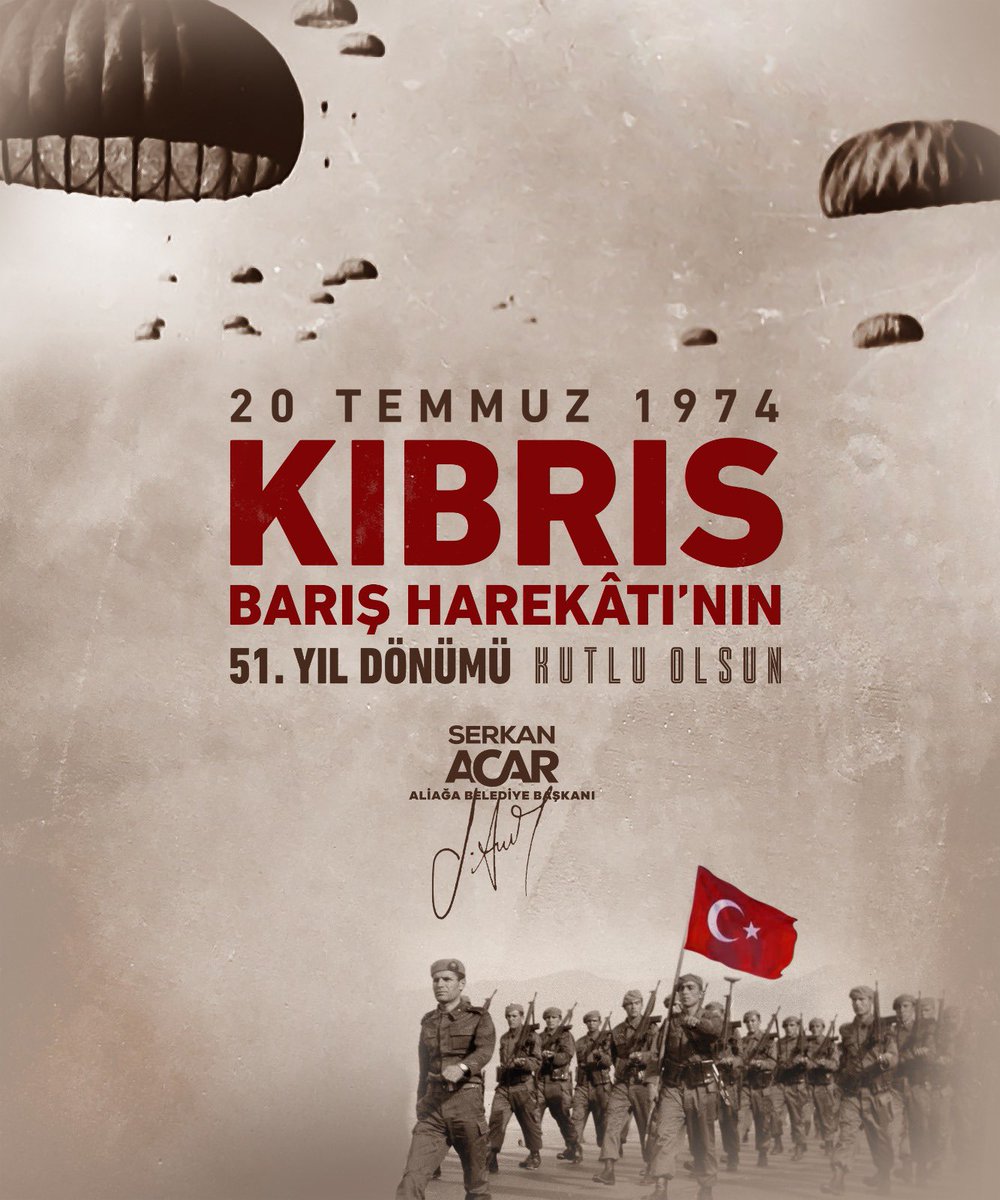 🇹🇷 #KıbrısBarışHarekatı’nın 51’inci yıl dönümünü kutluyor, şehitlerimizi, gazilerimizi gururla ve saygıyla anıyoruz.