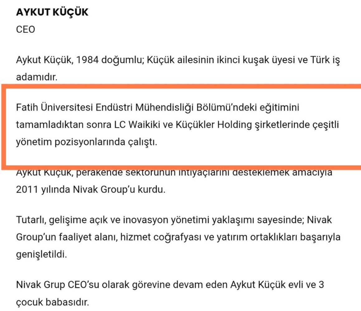 E_Y_O1's tweet image. LC Waikiki: “Nivak Yapı ile kurumsal bağımız yok.”
👀 CEO: Vahap Küçük
🏗️ Nivak Yapı’nın sahibi: Küçük ailesi
Yani? Aynı aile, ayrı şirket oyunu.
Kâğıt üstünde bağ yok, ama parada yol bir.
Algı yönetimiyle kimseyi kandıramazsınız.
#lcwaikikiboykot