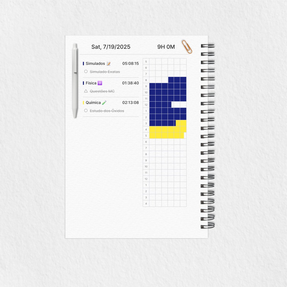 Yohanstudytwt's tweet image. Bom dia, Study!
ᯓ★ Saldo de ontem 🧾: 9H
ᯓ★ Matérias:
• Química
• Física
• Simulado de exatas