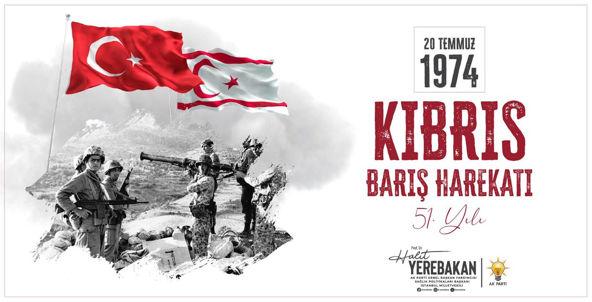 Kıbrıs Barış Harekâtı’nın 51. yıl dönümünde; Kıbrıs Türklerinin 20 Temmuz Barış ve Özgürlük Bayramı’nı yürekten kutluyoruz. 

Aziz şehitlerimizi rahmetle anıyor, kahraman gazilerimize şükranlarımızı sunuyoruz.