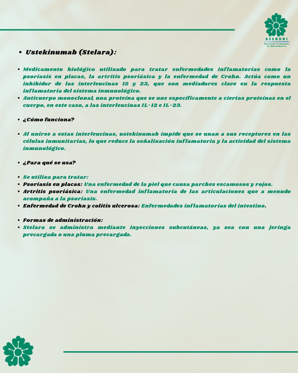 Continuamos con la explicación de los distintos tratamientos. #MimundoconHS #Biológicos #Saludpiel