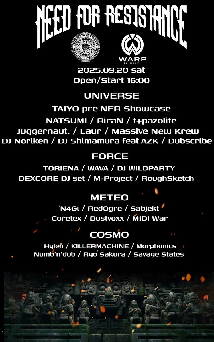 DJ_TAIYO's tweet image. 超ハード祭🔥🔥🔥
9/20 WARP全館貸し切りでくそでかハードイベントあるぞ🥶
絶対いった方がいい！！！
t.livepocket.jp/e/nfr2025
#NFR25