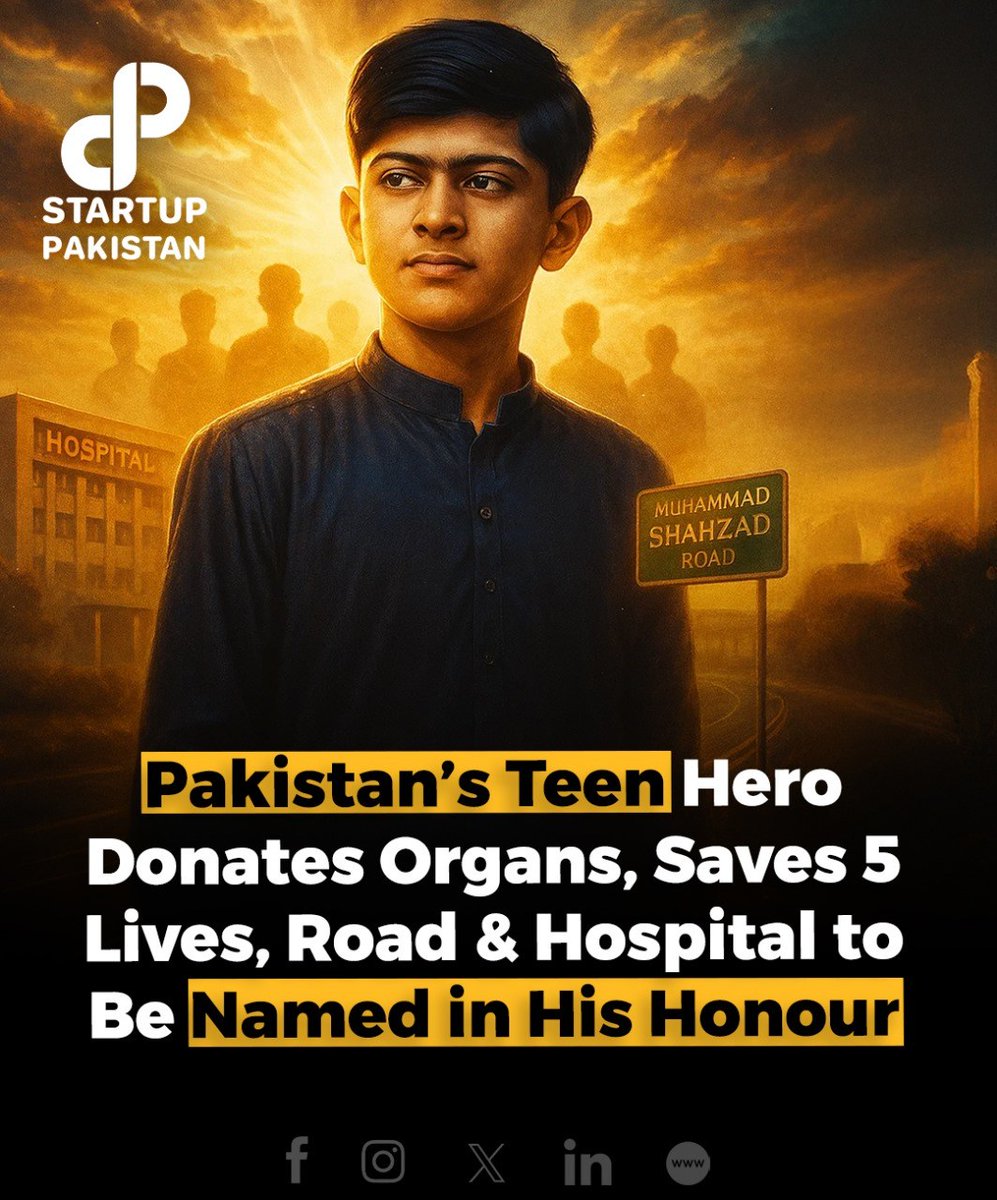 PakStartup's tweet image. A 14-year-old boy from Mardan, Jawad Khan, has become a national hero after saving five lives through organ donation.
#JawadKhan #OrganDonation #PakistaniHero