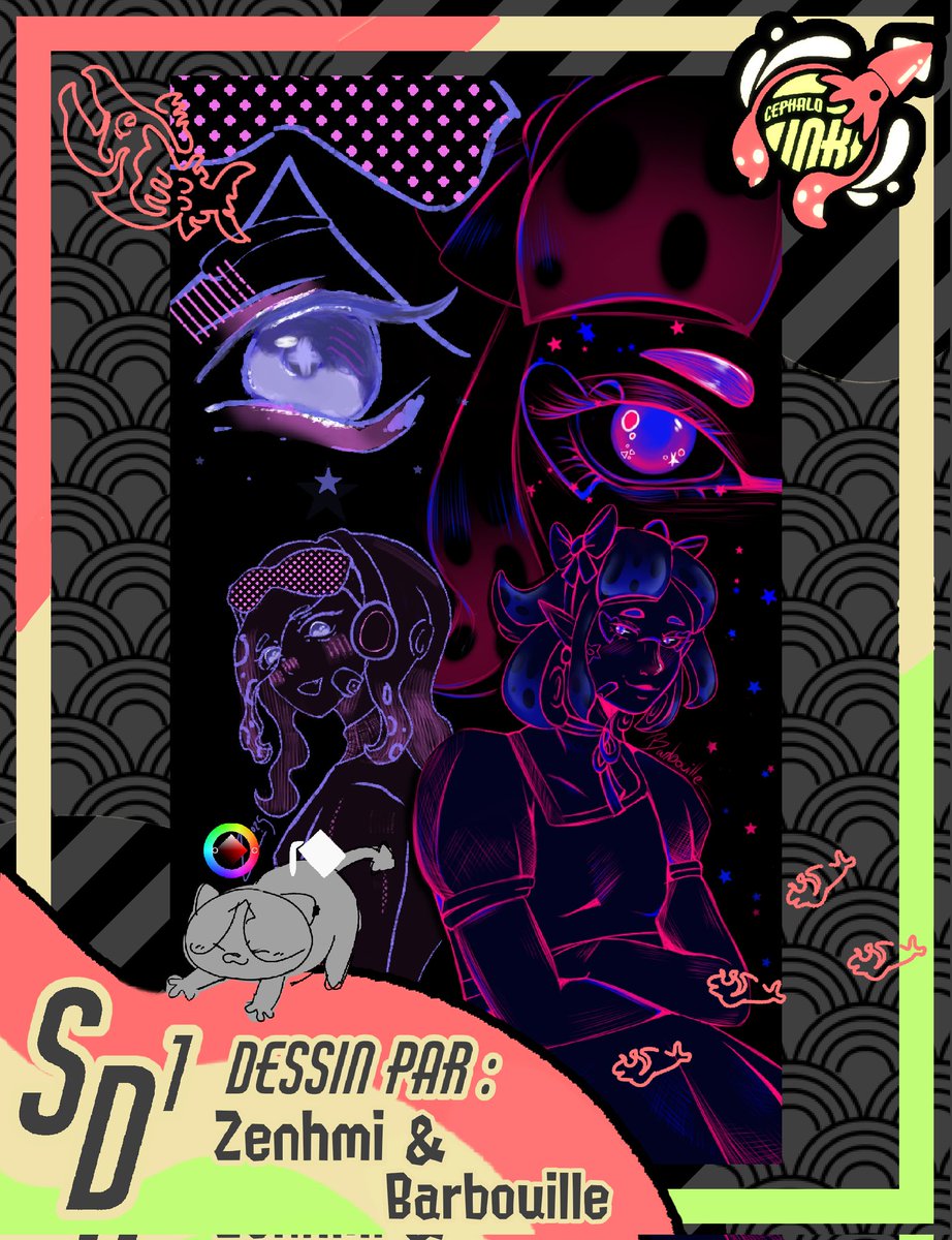 CephaloInk's tweet image. C'est déjà la 7ème édition du 1S/1D, le temps passe vite ! 🦑

Cette semaine on se retrouve avec une collab artistique entre @ZEENHMi2 et @Barbouille_cos !

"On s'est rencontré il y a longtemps grace à Splatoon, et cette trend (yeux tv girl/ base deux artistes) 1/2