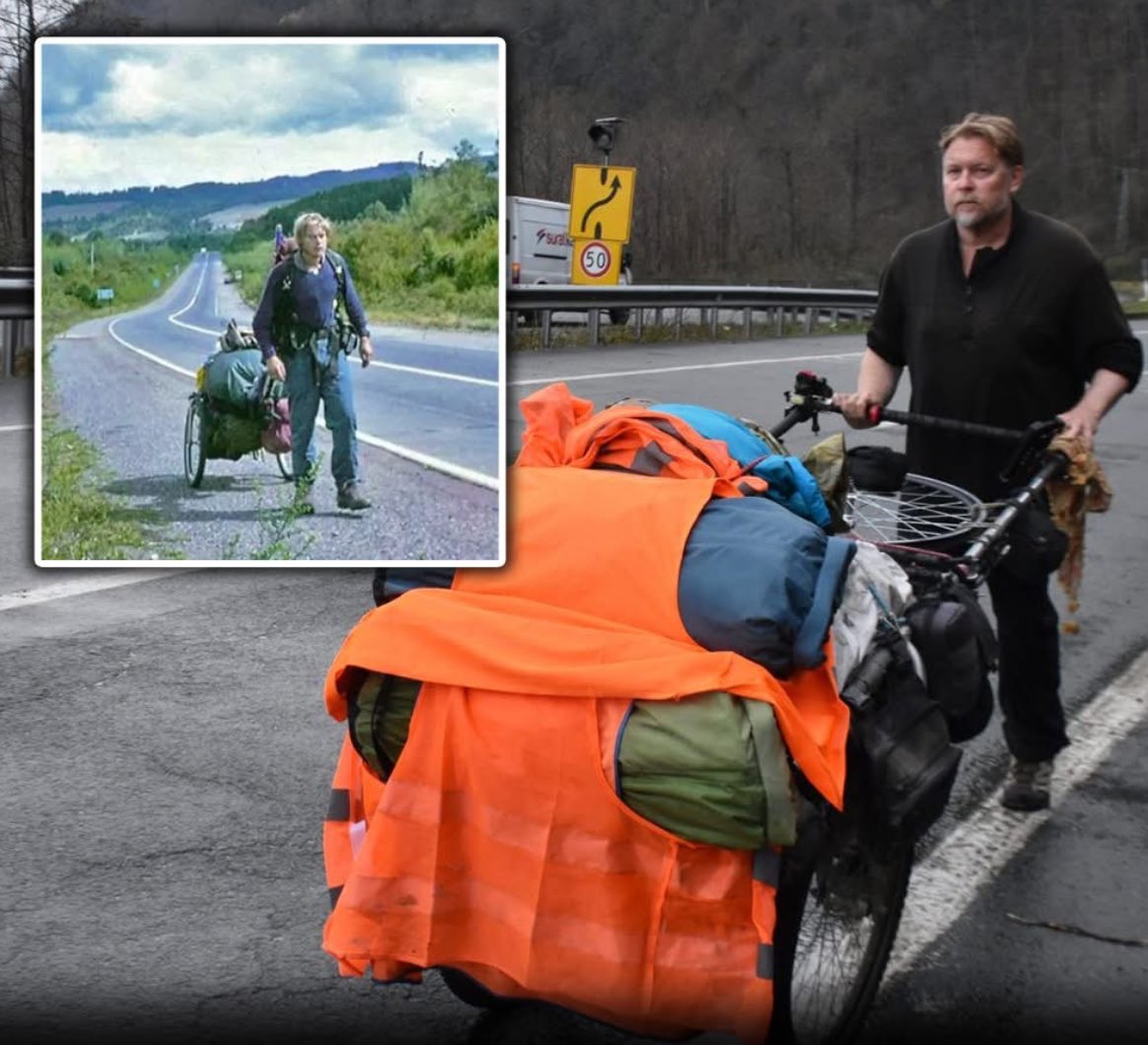 SantanuB01's tweet image. In 1998, Karl Bushby left Punta Arenas, Chile with goal to walk to his home in Hull, England

Karl’s walk, Goliath Expedition, covered 47,000 km in 25 countries. He survived Darien Gap, swam Caspian Sea &amp;amp; will complete longest walk in human history in 2026 😲

#human #endurance
