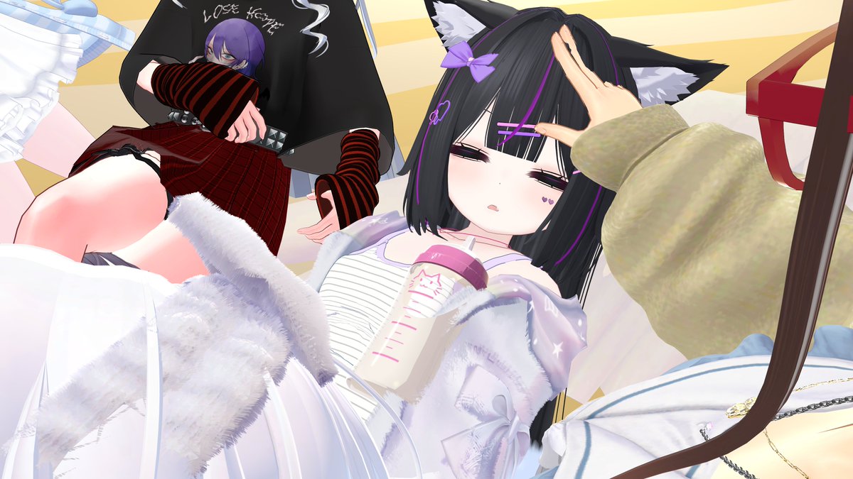 #おうちめすがき
アフターで賑やかにやっててもかまわず寝てしまう…
ちーぬちゃんの寝顔と寝息が楽しめるめすがきっさはVRChatにて無料！
めすがきはママに飢えているのか