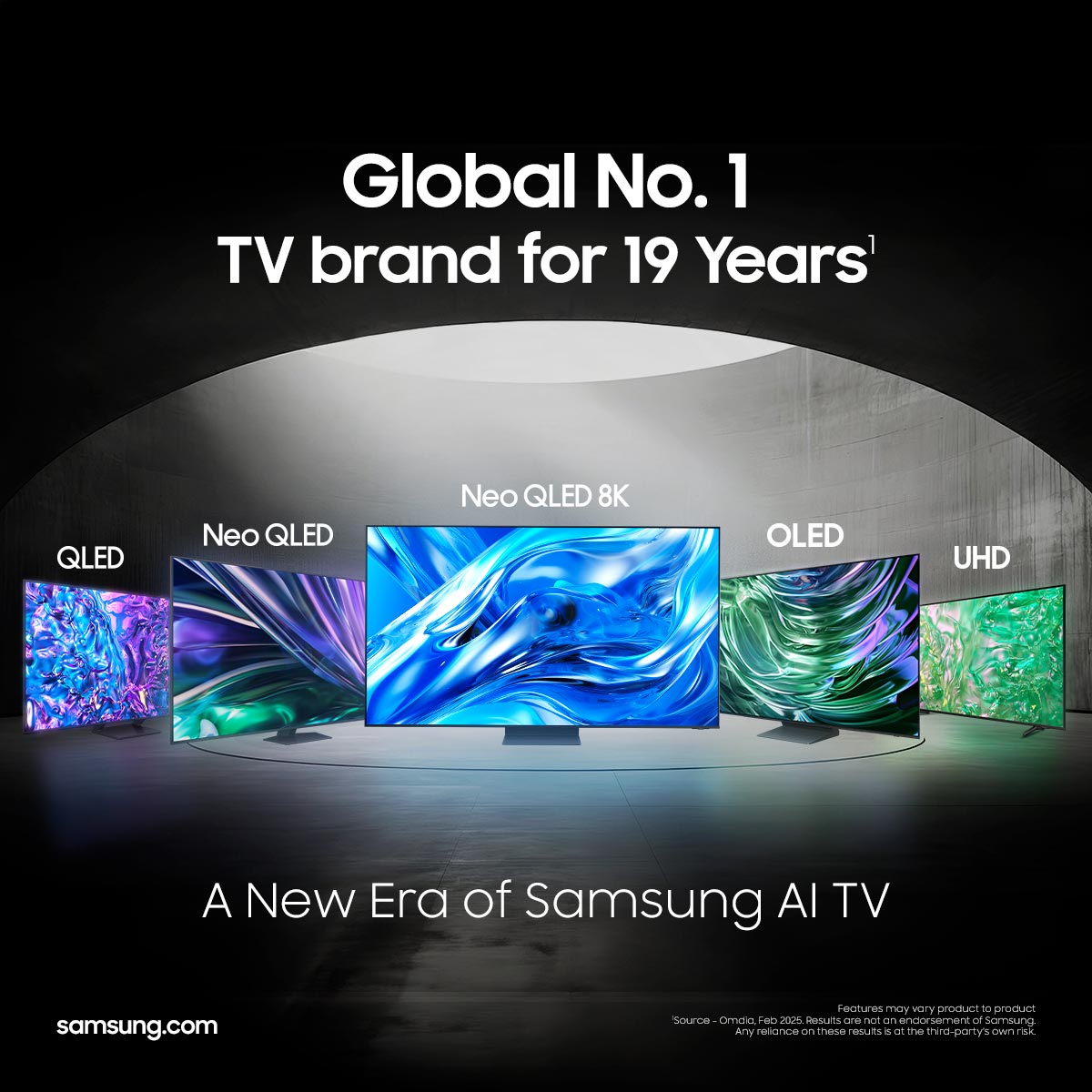 SamsungPakistan's tweet image. 19 years strong and counting! 💪 Samsung is the Global No. 1 TV brand, and the future is here with our New Era of Samsung AI TV. See how we&apos;ve redefined entertainment.

Now available for purchase at retail stores near you!
#NeoQLED #OLED #QLED #UHD #SamsungTV #AITV