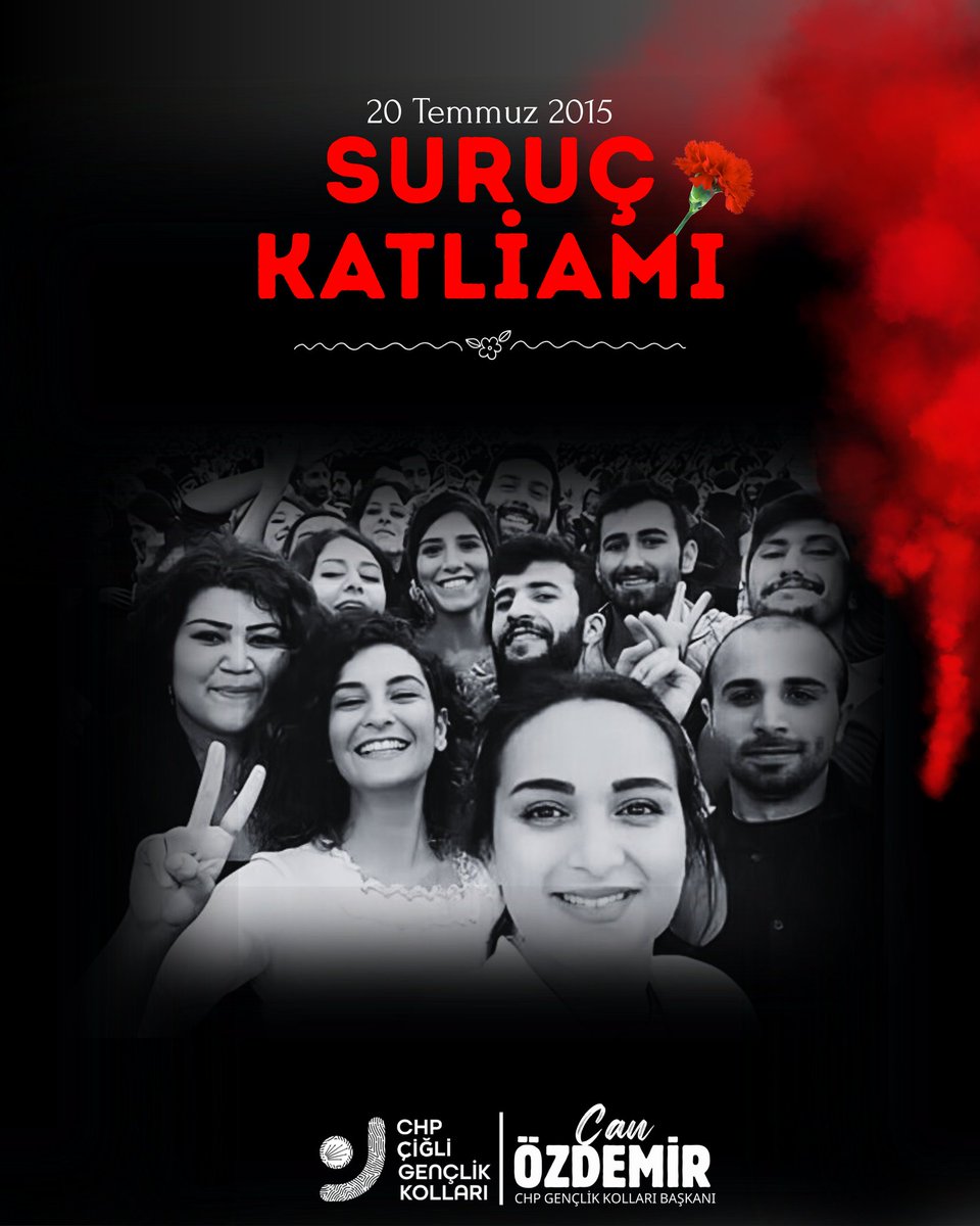 20 Temmuz 2015’te Suruç’ta, umutları ve güzel düşleriyle bir araya gelen 33 canı kaybettik.
Acısı ilk günkü gibi yüreğimizde.
Unutmadık, unutturmayacağız.
Adaletin, barışın ve umudun sesi olmaya devam edeceğiz.
#Suruç #SuruçKatliamı