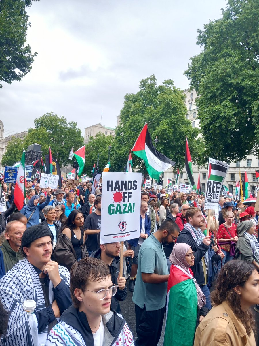 Emhturt's tweet image. Over 80,000 of us Marched in the rain for the Palestinians yesterday in London, the more this barbaric government try to stop us the more determined we are to stop them selling weapons & there Horrific support for this Genocide & bring them to the ICC. #FreePalestine
