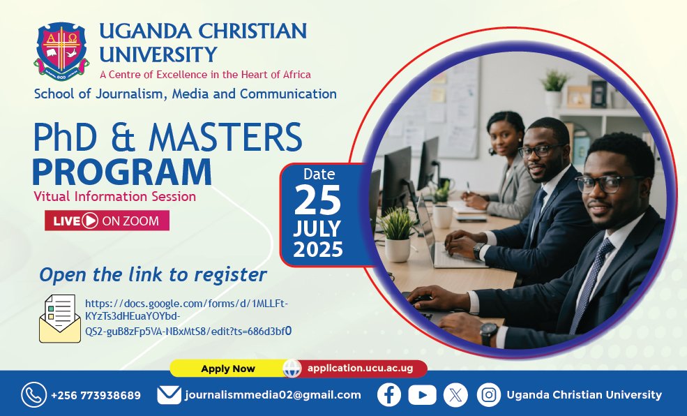 Thinking about grad school?
Join UCU’s  PhD &amp; Master's Program Virtual Info Session!
 25 July 2025 | Zoom
Register here 👉 bit.ly/ucu-postgrad

Let’s shape the future of journalism &amp; communication together!
#UCUGradSchool #MediaTraining #PhD