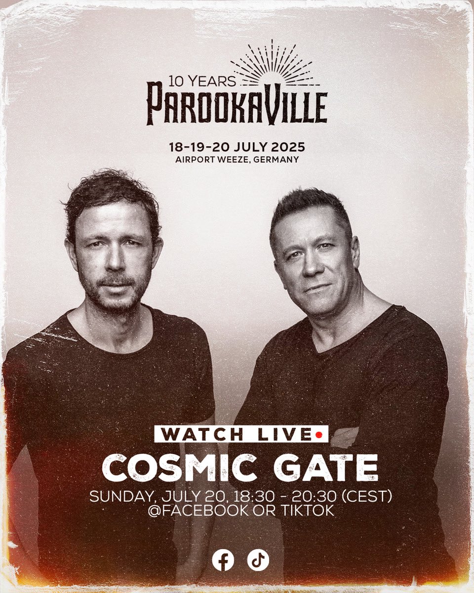 TODAY: Parookaville 🤩✨🚀
18:30-20:30 Cloud Factory Stage 

If you cannot attend the festival tune in for the livestream via our Facebook page or Parookaville website 🚀 #parookaville