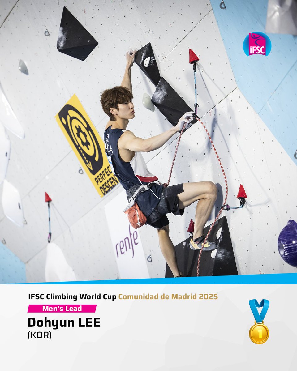 ifsclimbing's tweet image. Your men’s IFSC Lead World Cup Comunidad de Madrid 🇪🇸medallists 👏
#WorldClimbing