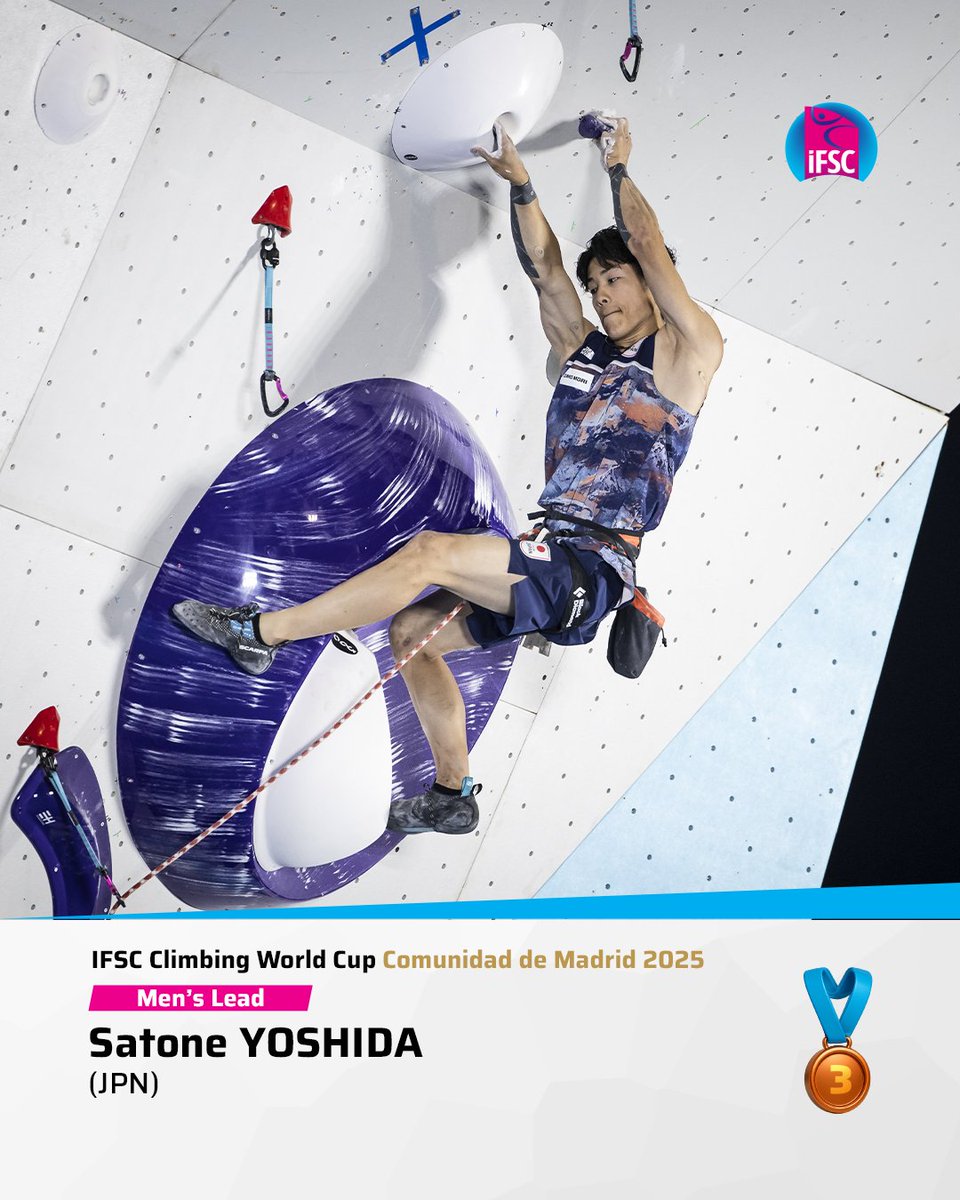 ifsclimbing's tweet image. Your men’s IFSC Lead World Cup Comunidad de Madrid 🇪🇸medallists 👏
#WorldClimbing