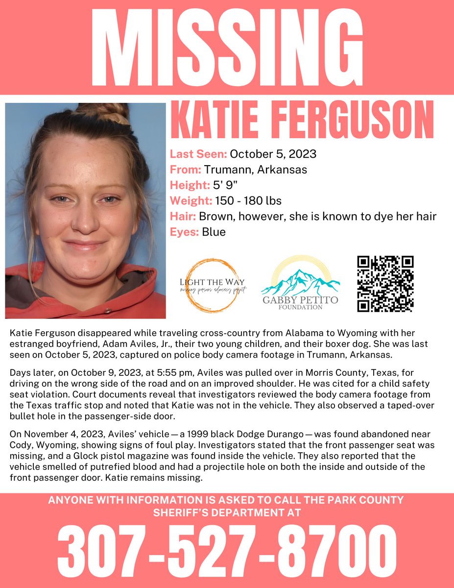 LightTheWay22's tweet image. #AdamAviles Jr has been identified as a PERSON OF INTEREST in the disappearance of #KatieFerguson, who was last seen in central #Arkansas on October 8, 2023. Please call the Park County Sheriff’s Office with any information at 307-527-8700 #TipTuesday