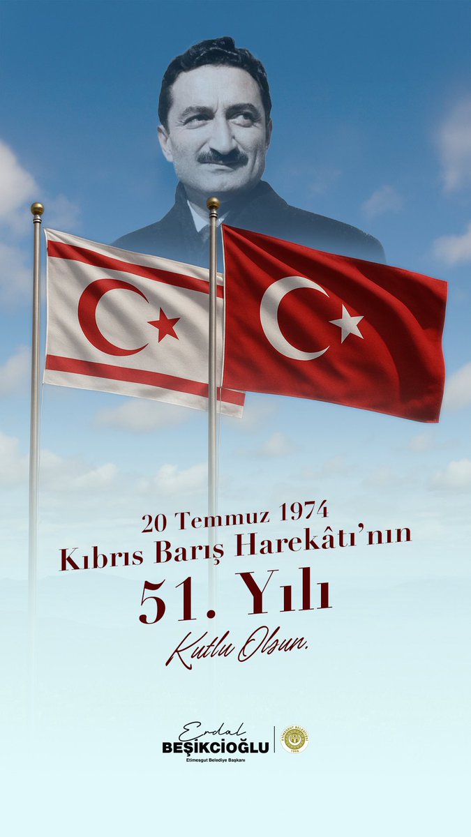 erdalbeskcioglu's tweet image. 20 Temmuz 1974, bir milletin kaderine sahip çıktığı gündür.
Kıbrıs Barış Harekatı’nın 50. yılında, özgürlük ve bağımsızlık uğruna can veren şehitlerimizi rahmetle anıyor; barış ve direnişin mimarları Bülent Ecevit’i, Rauf Denktaş’ı ve Necmettin Erbakan’ı saygıyla yad ediyorum.…
