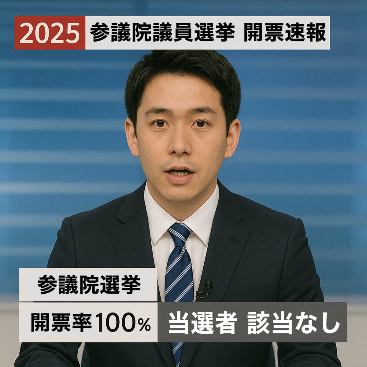 joshu_san's tweet image. #開票速報 #ライブ配信
#参院選 #参院選2025
#参議院選 #参議院選2025
#参議院選挙 #参議院選挙2025
#参議院議員選挙 #参議院議員選挙2025 

※ネタです ※AI画像