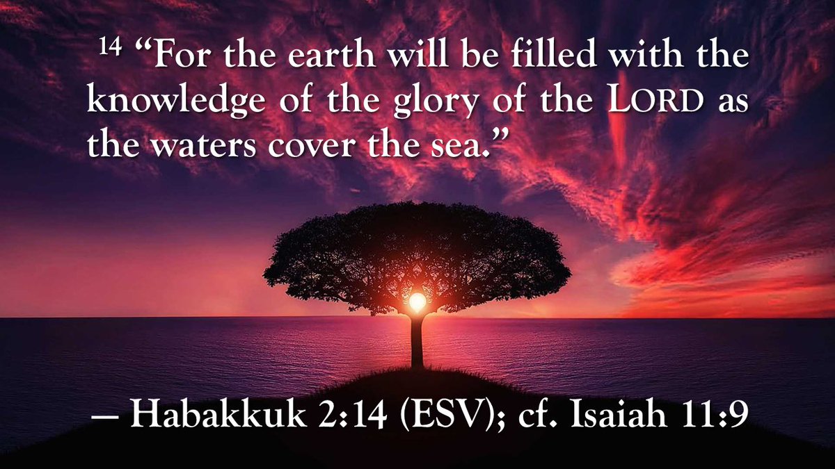 ronhenzel's tweet image. ¹⁴ “For the earth will be filled with the knowledge of the glory of the Lord as the waters cover the sea.”
—Habakkuk 2:14 (ESV); cf. Isaiah 11:9